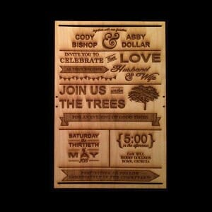 Wooden Engraved Invitation